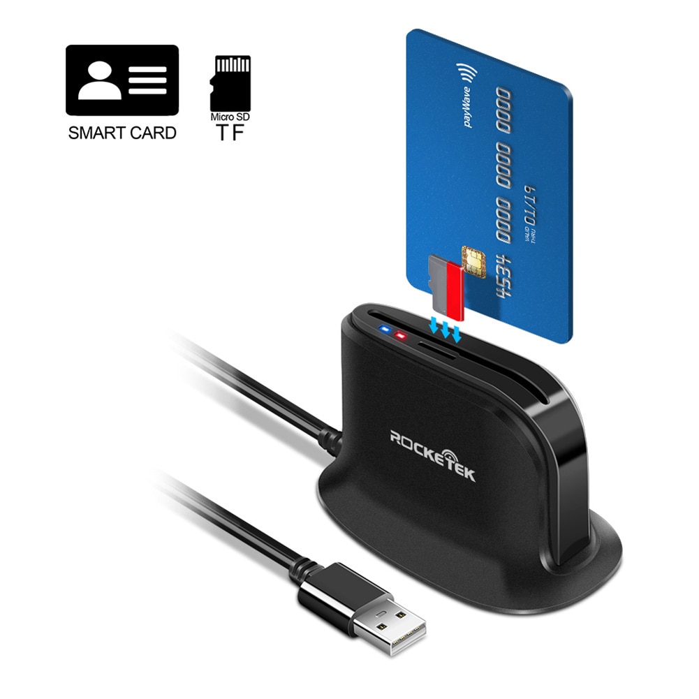 2022 Rocketek ISO 7816 USB 2.0 SIM Smart Card Reader for Bank Card ATM IC/ID CAC TF Cardreaders Adapter sim Cloner Connector